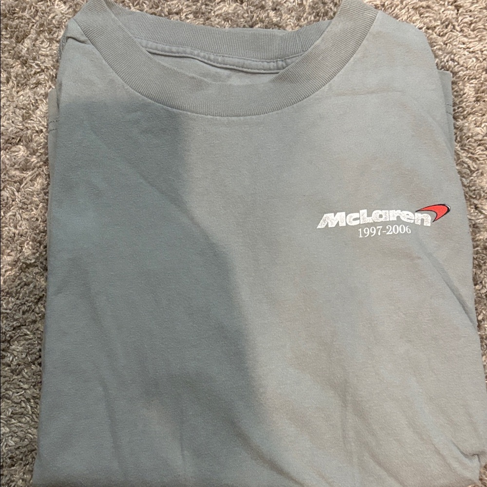 Hollister Light Gray McLaren Logo Short Sleeve Tee with Red Accent